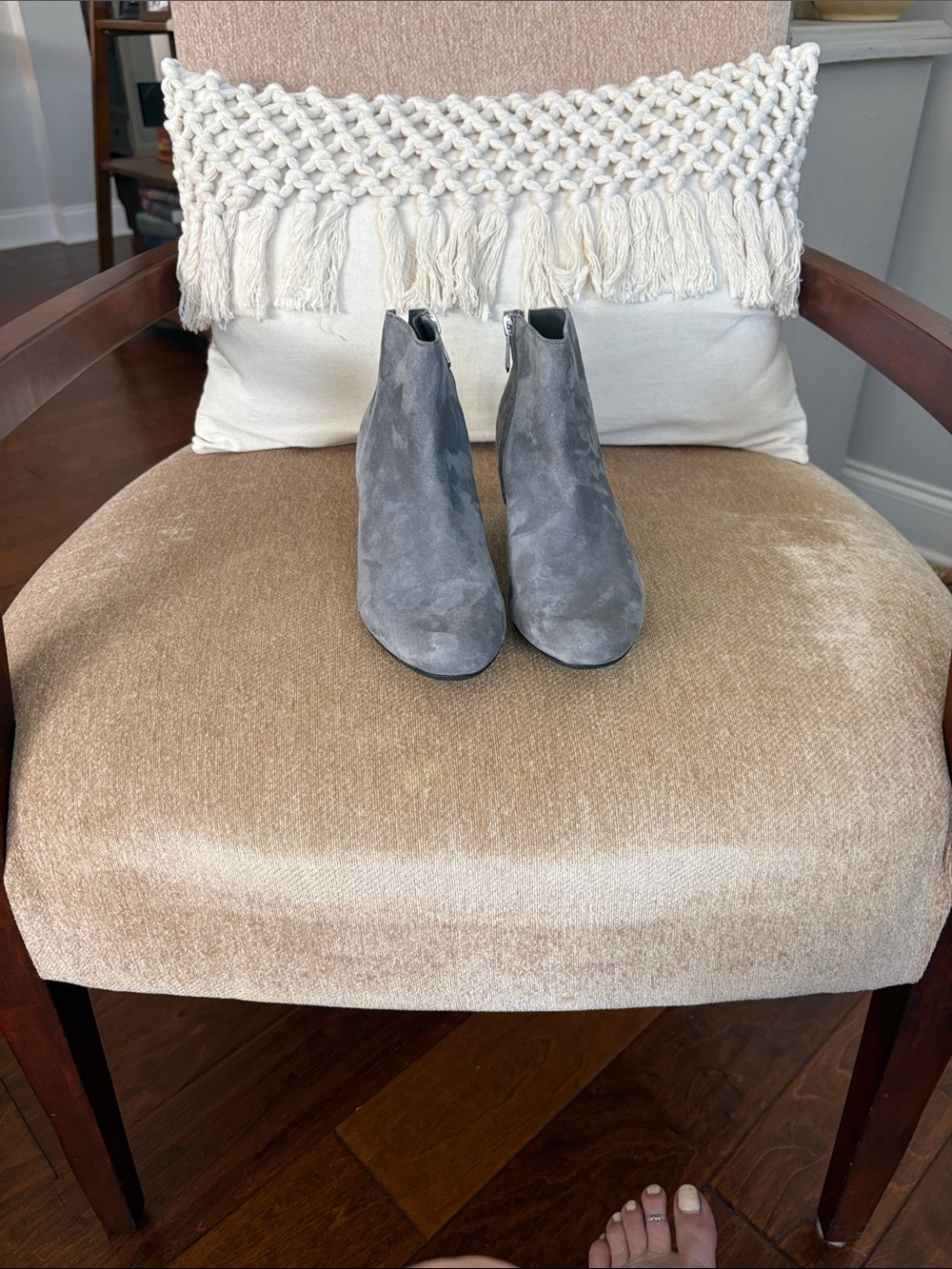Sam Edelman Gray Suede Ankle Booties with Side Zip